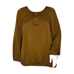 Chicos‎ Shirt Womens Medium Brown Blouse Neutral Minimalist Office Casual